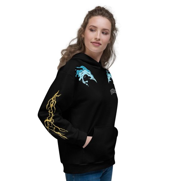 PokeGang Unisex Black Long Sleeve Kangaroo Pocket Pullover Sweat Soft Hoodie - Picture 4 of 6